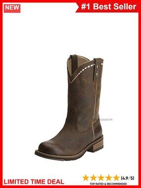 Women's Full-Grain Leather Roper Western Boots Round Toe Work